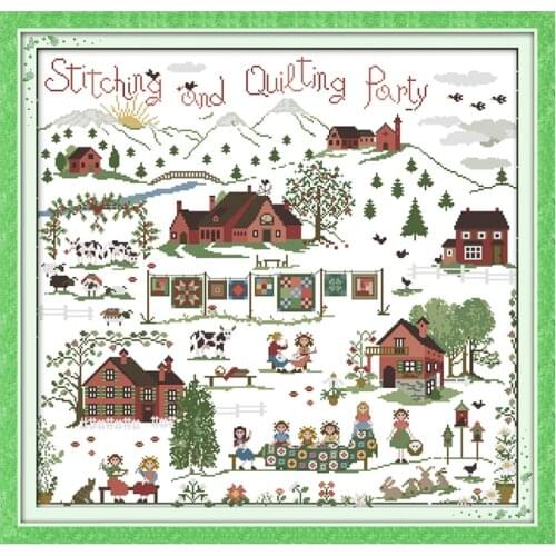 Stitching Party Cross Stitch Patterns 14CT Printed Fabric DIY Handmade Embroidery Thread Sets 11CT Counted Canvas Needlework Kit