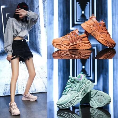 2021 Spring and Autumn Women Sneakers Casual Thick bottom Vulcanized Shoes Lace Up Comfortable Breathable Sports Shoes