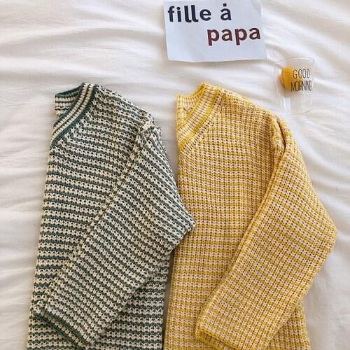 Harajuku Sweater Women Pull Vintage Sweataer Autumn Winter V Neck Striped Pullover Ladies Casual Korean Style Knitted Top Yellow