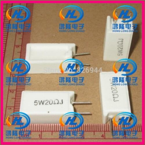 10pcs/lot) 5W 20 ohm +/-5% Vertical cement resistor / 5W 20 ohm 5% Cement resistance / 5W 20RJ Ceramic resistor