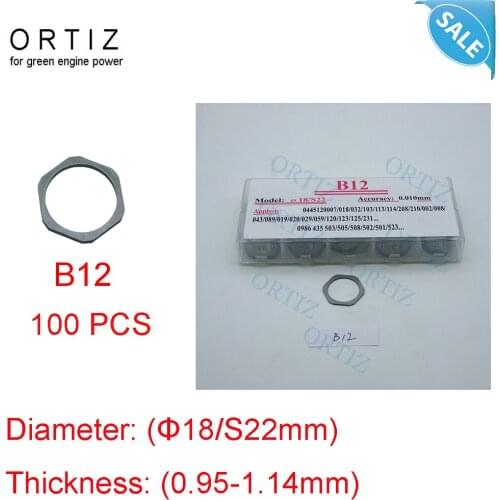 100PCS B12 Diesel injector adjusting gasket ,ORTIZ Common Rail Shim Size 0.95--1.14mm for 0445120# Injection Original