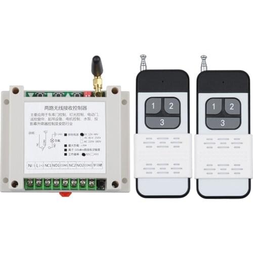 12V 24V 48V 30A 2CH Wireless Remote Control Lighting Switch System Wireless Receiver Transmitter LED Motor Waterpump Industrial
