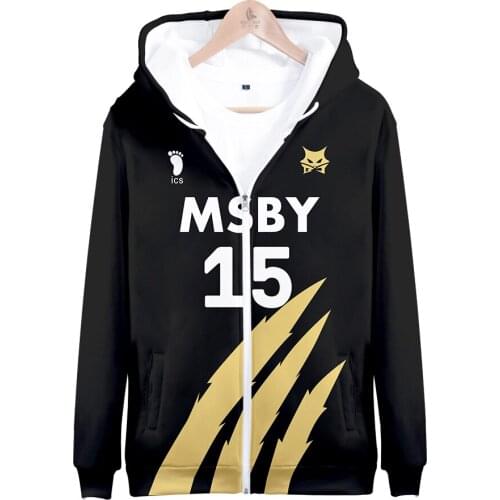 2020 Haikyuu! Black Wolf Zipper 3D Hoodies Sweatshirts Men/Women Harajuku Anime Cosplay Oversized hoodie Plus Size