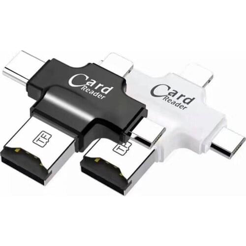 4 in 1 Type-c/8pin/Micro USB/USB 2.0 Memory Card Reader Micro SD Card Reader for Android Ipad/iphone 7plus 6s5s OTG reader