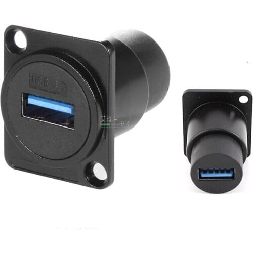 5PCS D type Metal USB 3.0 2.0 90 degree socket female to female USB D-type connector panel mounting