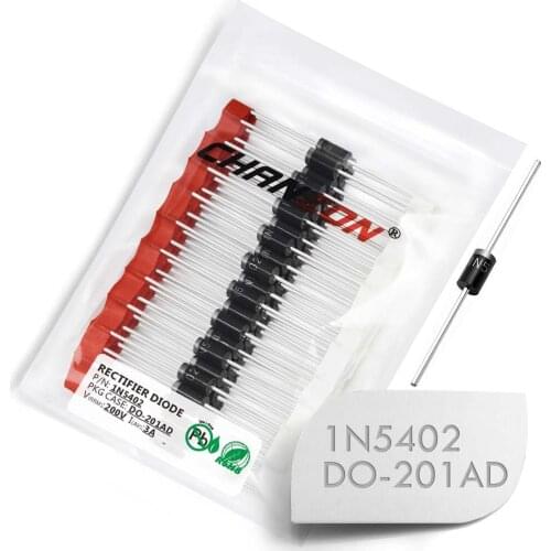 50 Pcs) 1N5402 Rectifier Diode 3A 200V DO-201AD (DO-27) Axial 1N IN 5402 IN5402 3 Amp 200 Volt Electronic Silicon