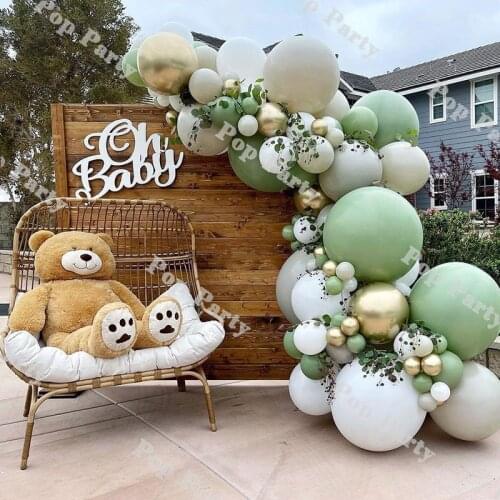88pcs Balloons Garland Kit Birthday Dusty Sage Green Balloon Arch Sand White Gold Globos Baby Shower Wedding Party Supplies