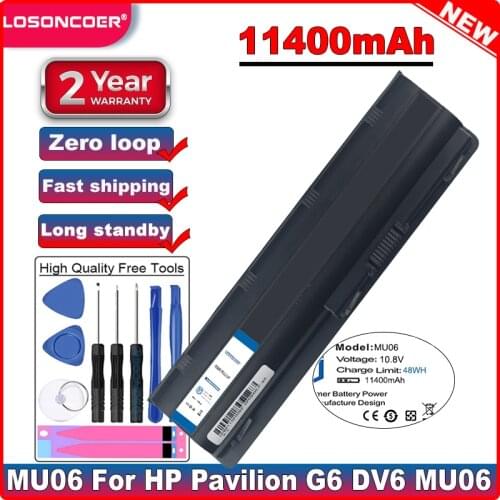 11400mAh Battery For Hp pavilion 431 435 650 655 630 631 635 g6 g7 mu06 Notebook 2000 2000-100, 2000-200, Envy 15-1100 CQ42 CQ56