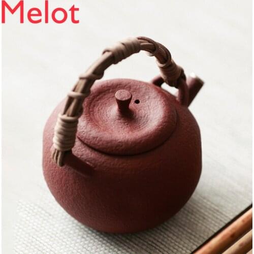 Authentic Yixing Purple Sand Loop-Handled Teapot Handmade Teapot Jingdezhen Kung Fu Tea Ceremony Tea Set Teapot
