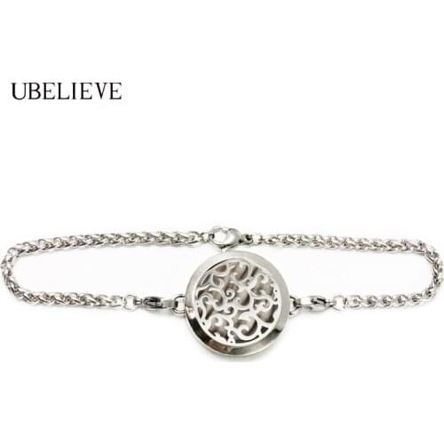 20mm/25mm/30mm Stainless Steel Essential Oil Diffuser Locket Bracelet Aromatherapy Perfume Locket Bracelet (Include Chain 6 Pad)