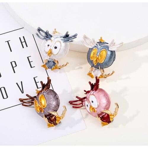 4 color cute enamel owl bird brooch womens alloy owl brooch fashion all-match brooch brooch jewelry party casual brooch gift