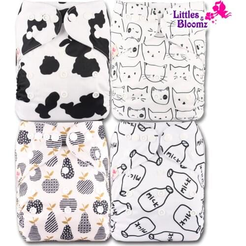 [Littles&Bloomz] 4pcs/set Baby One Size Reusable Cloth NAPPY Cover Wrap To Use With Flat or Fitted Nappy Diaper