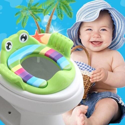 Baby Toilet Seat With Handrail Heightening Urine Baffle Suspension Design 4 Anti-skid Adjustable Bases