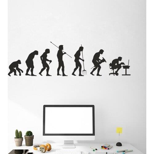 Evolution of Man Art Wall Sticker Quotes Ape to Computer Geek Teenagers Bedroom Decor Vinyl Wall Decal Modern Home Mural Z355