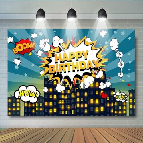 Superhero City Building Super Hero Baby Shower Birthday Party Backdrop Photography Background For Photo Studio Photophone