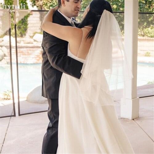 Soft Tulle 2 Layer Fingertip Length Wedding Veil Pencil Edge Bridal Veil in White , Ivory ,Champagne