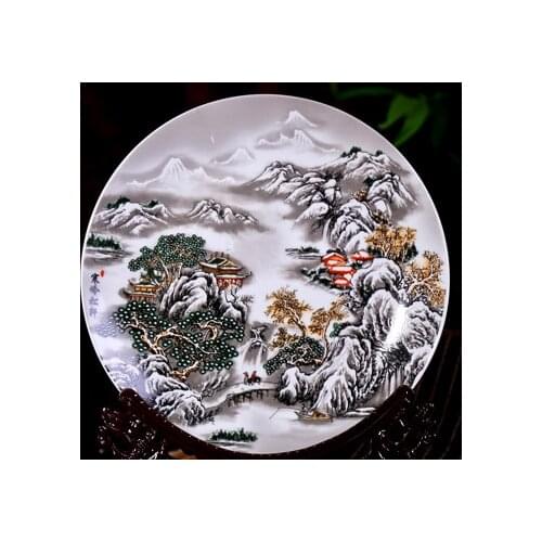 Exquisite Chiese Antique Collectible Porcelain Plate ,Painted with Graceful Landscape