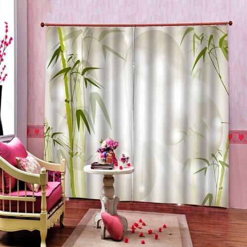 Classic home decor 3D Bamboo Curtains Traditional Bamboo Leaves Living Room Bedroom Window Curtains home Drapes