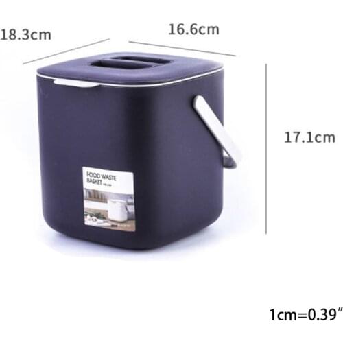 Portable 2 Tier Plastic Kitchen Waste Trash Can with Handle Compost Drainer Bin 37MF