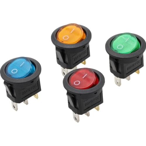 4pcs Car 12V Round Rocker Switch Green LED Light Toggle Switch SPST ON/OFF Top Sales Electric Controls Waterproof cap