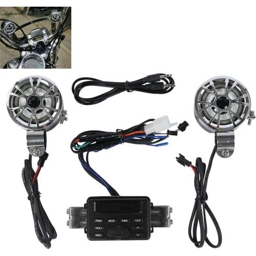 Motorcycle Sound System Handlebar Mount 2 Speakers FM Radio Audio MP3 Stereo 12V