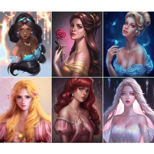 Disney round diamond full diamond painting kits cartoon princess series 5D DIY diamond embroidery rhinestone mosaic home decor
