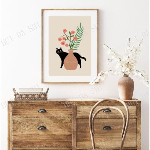 Cat Wall Art, Cat Art Print, Plant Cat, Funny Cat Print, Home decor, Botanical print, Anniversary gift, Cute animals