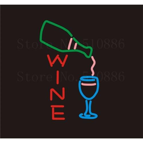 NEON Sign Board Wine Real GLASS Tube Beer Whiskey Bar PUB Restaurant Signboard Display Store Shop Light Custom Signs 17*14"