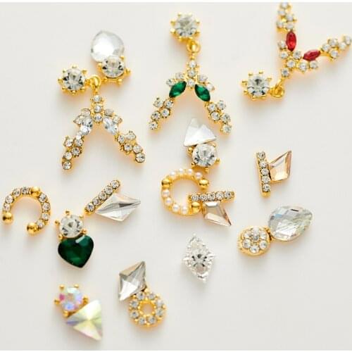 2019 new nail jewelry alloy rhinestone pendant shaped crystal diamond heart drop nail rhinesotne , 100pcs/lot