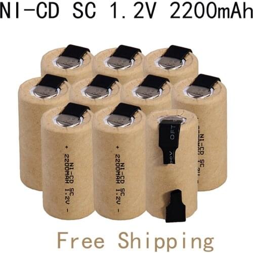 2021New Screwdriver Drill SC Battery 1.2V 2200mAh Sub C Ni-Cd Rechargeable Battery With Tab Power Tool NiCd SUBC Cells