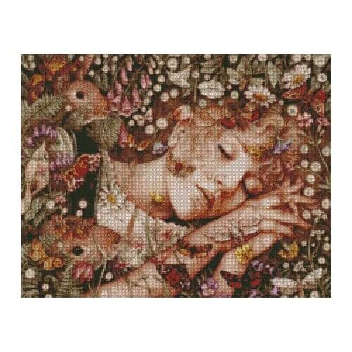 New Embroidery Counted Cross Stitch Kits Needlework Crafts 14 ct DMC DIY Arts Handmade Decor - Sleeping girl