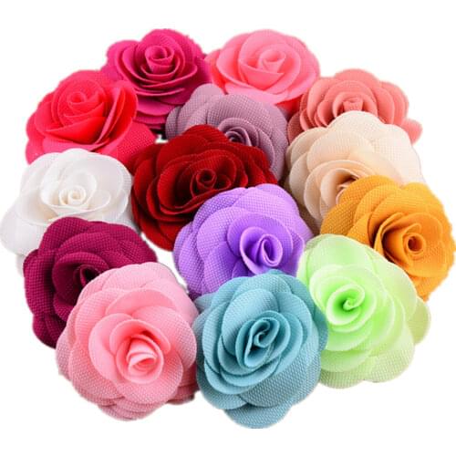 New 160pcs/lot Dia.4CM Burlap Small Hair Flower WITHOUT CLIP 16 Colors Flat Back For girls Headwear DIY Accessories TH13