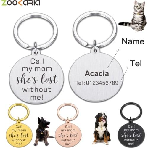 Personalized Pet IDTags Keychain Anti-lost Engraved Owner Information For Cat Puppy Dog Collar Tag Pendant Key Pets Accessories