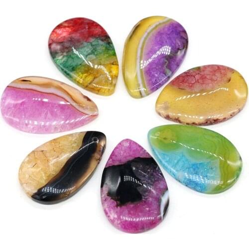 Natural Stone Pendant Water Drop Shape Two Colors Agates Charm for Jewelry Making DIY Bracelet Necklace Accessories 30x45mm