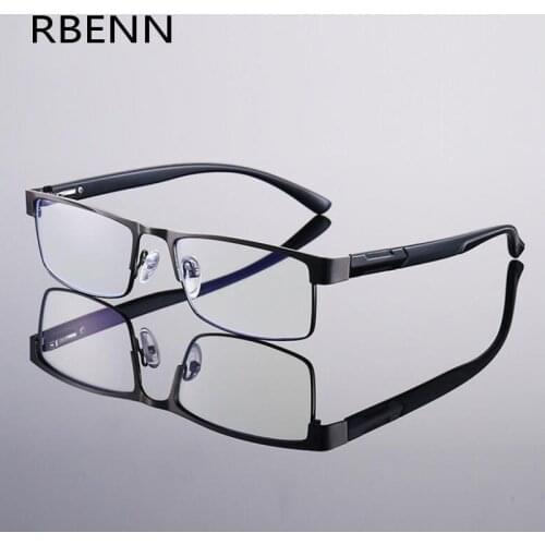 RBENN Anti Blue Light Computer Men Reading Glasses High Quality Metal Frame Presbyopia Eyeglasses with Diopter +1.5 2.0 2.5