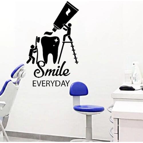 Simle Everyday Quote Wall Sticker Dental Clinic Decor Vinyl Teeth Brush Poter Bathroom Mural Dental Care Decal Decoration HY1998