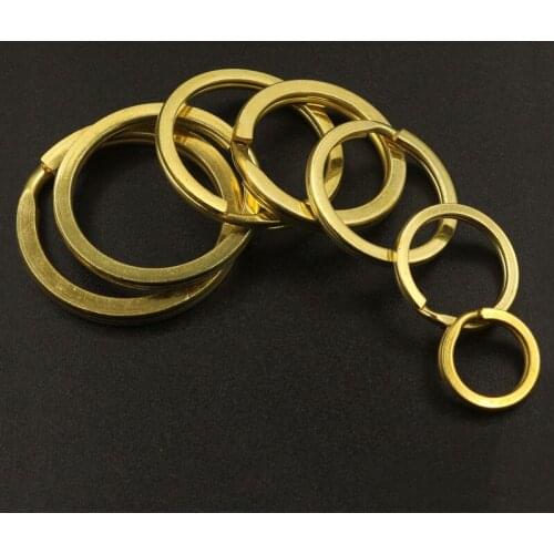 Solid Brass Split Rings Double Loop Keyring 15-38mm bag hook Connector Keychain Keys Holder DIY Leather Craft hardware