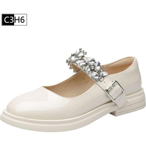 Student Lolitar Shoes College Girl Shoes Commuter Uniform Shoes PU Leather Shoes Beautiful Princess Glass Slipper Big Size 39-44
