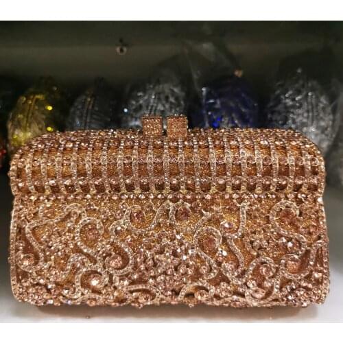 Xiyuan evening clutch Women Red Black Silver Crystal Clutch Bags MINI Metal Box Minaudiere Purses Wedding Party Dinner Handbags