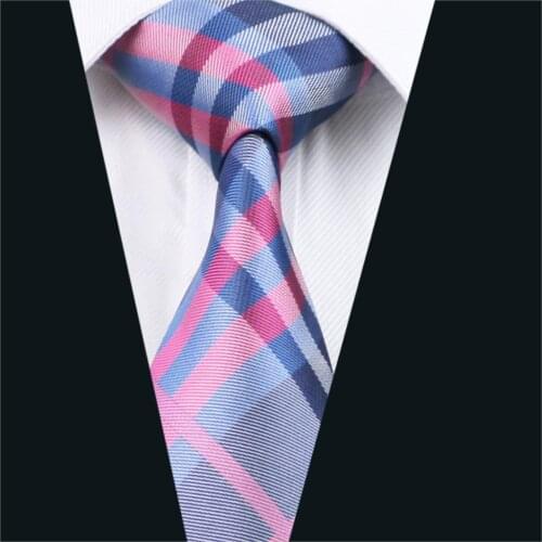 DH-467 Mens Silk Tie Multi-Color Plaid Neck Tie 100% Silk Jacquard Ties For Men Business Wedding Party Free Shipping