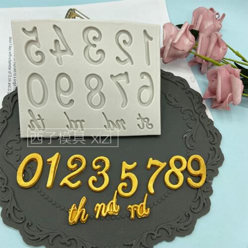 0-9 digital silicone mold th rh chocolate candy cake decoration baking tool one year old full moon mold