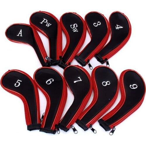 Mounchain 10P 8 Inch Golf Clubs Iron Set Head overs Red Machine Washable Zipper-designed Protective Cover Numbers Identifcation