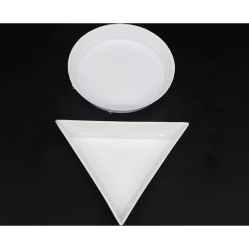 10pcs White Triangle Round Plastic Container Trays For Jewelry Beads Display Plate Storage Handmade DIY Accessories