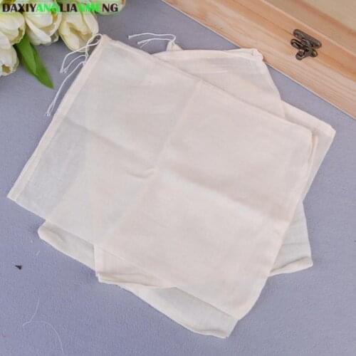 10pcs/lot 20x25cm 60 density hand made cotton drawstring filter bag fried Chinese medicine boil brine spices bag milk coffee