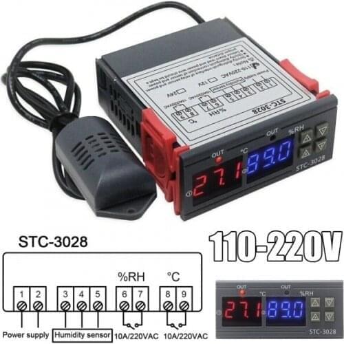 20Pcs/Lot STC-3028 Digital Temperature Humidity Controller Thermostat Thermoregulator Hygrometer Adjustable Cooler Heater