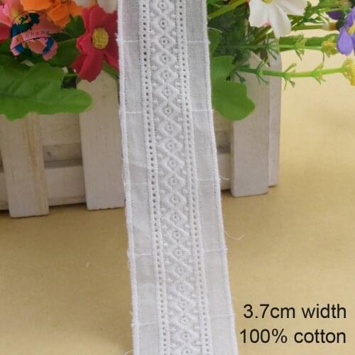 3.7cm white 100% cotton embroidery lace french lace ribbon fabric guipure diy trims wedding lace sewing Accessories#3833