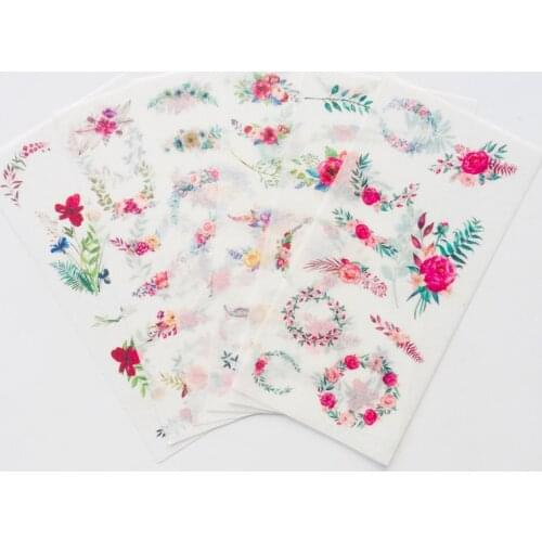 6 Sheets Garland Floral Decorative Adhesive Stickers Decoration