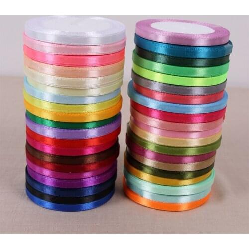 6mm(1/4") 25Yards/22Meters/Roll Polyester Ribbons Single Face Satin Ribbon Gift Box Wrapper Accessories DIY Handmade Materials
