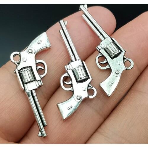 Antiquing 10pcs Charms Pistol Revolver Gun Alloy Pendants Antique Jewelry Accessory Making DIY Handmade