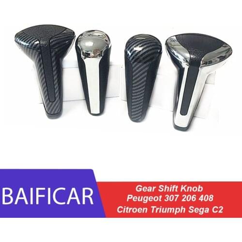 Baificar Brand New Carbon Fiber Sheet Automatic Transmission Gear Shift Knob For Peugeot 307 Citroen Triumph 206 Sega 408 C2